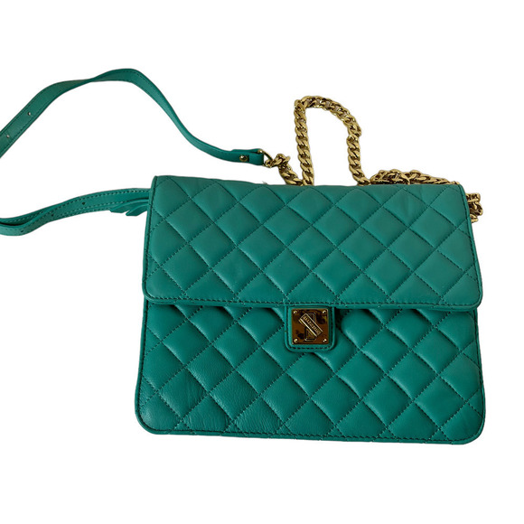 Isaac Mizrahi Quilted Leather Crossbody Handbag Shoulder Purse - Picture 1 of 7